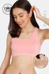 Zivame Girls Double Layered Non Wired Full Coverage Racerback Beginner Sports Bra (Pack of 2) - Multicolor — thumbnail 1